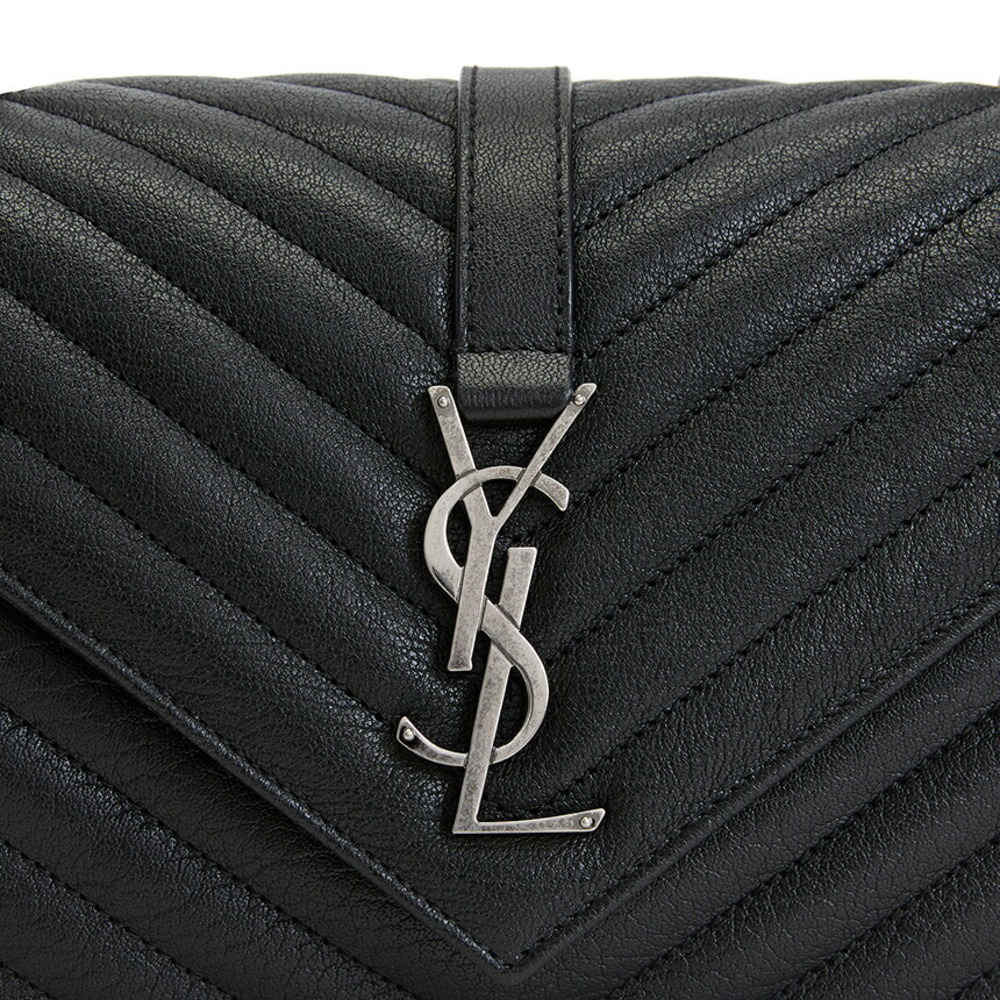 Saint Laurent College Bag shoulder bag chevron quilted leather Black - Picture 8 of 10